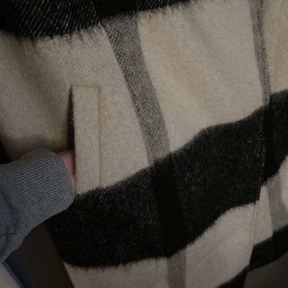 Black and White Check Wool Blend Topcoat from Express - Picture 4 of 10